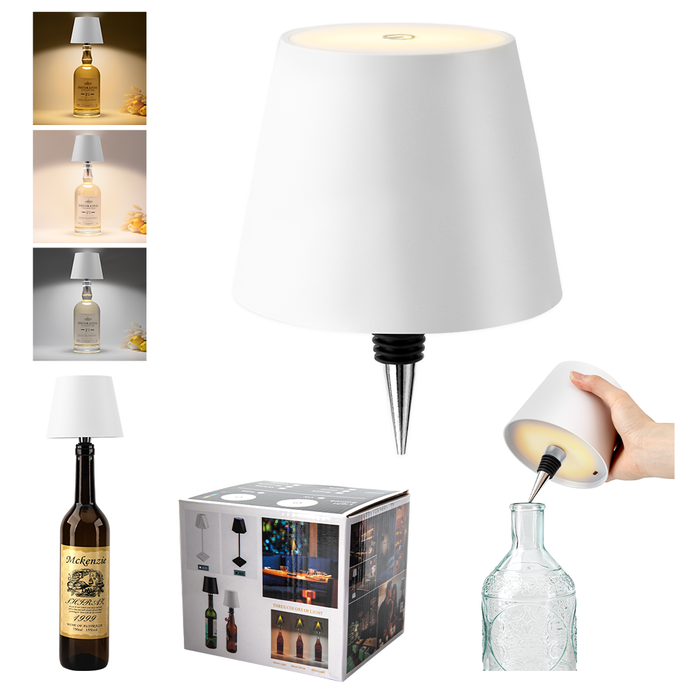 MR.GO Wireless Bottle Lamp, Touch Control, 3 CCT, Dimmable