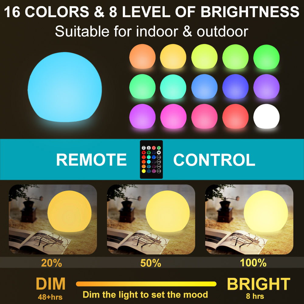 MR.GO LED Glowing Ball Light, 8-Inch to 20-Inch