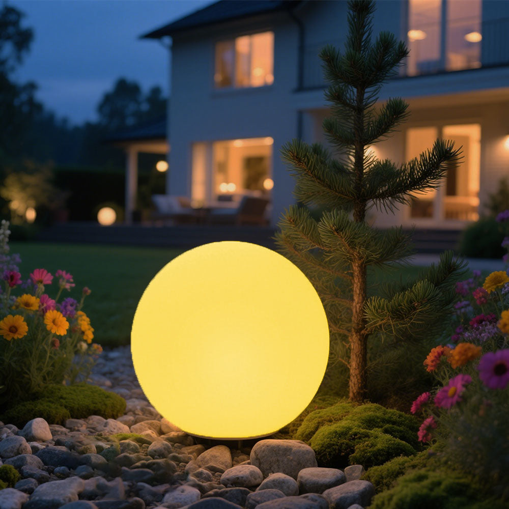8-in Solar Globe Light Outdoor Waterproof Solar Ball Light for Garden, Dimmable RGB Color Changing Glowing Orb Lamp w/Remote, Landscape Lighting Mood Lamp w/Ground Stake for Patio Pathway Party Decor
