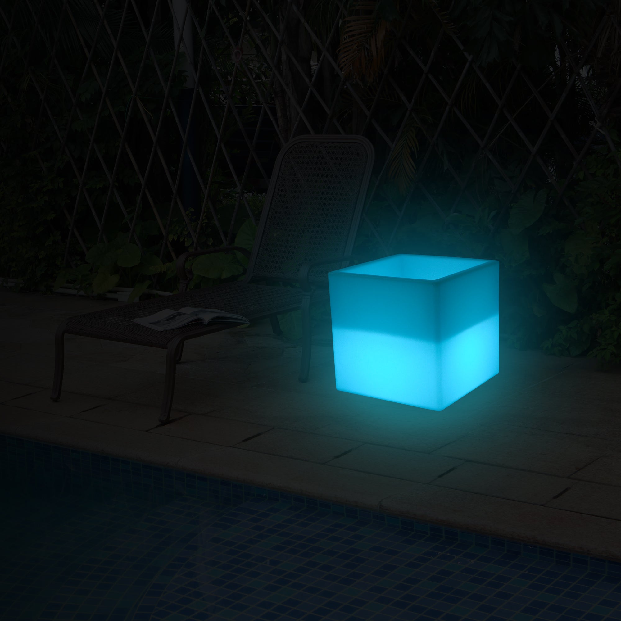 Mr.Go 16-inch SEMI-Storage LED Light Cube, Rechargeable RGB Color Changing Glowing Cube Cabinet Container End Table Ice Bucket Flower Pot Planter