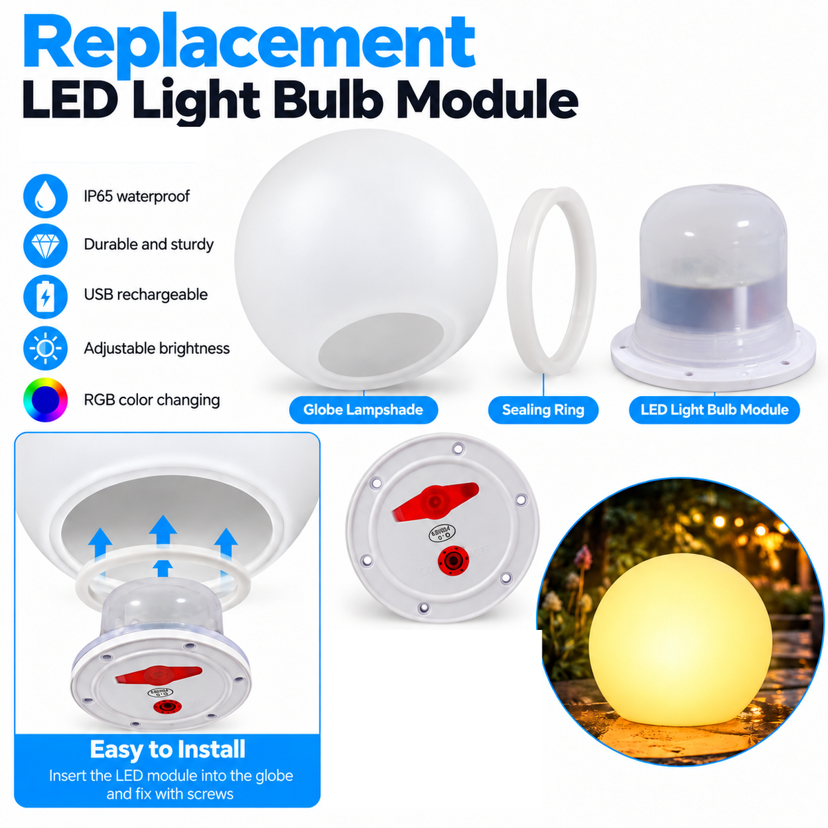 MR.GO 83mm RGB LED Replacement Light Module for LED Balls & Cubes