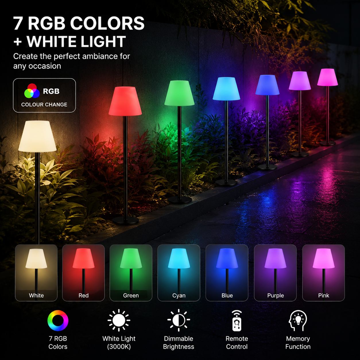 MR.GO Outdoor LED Solar Floor Lamp Light