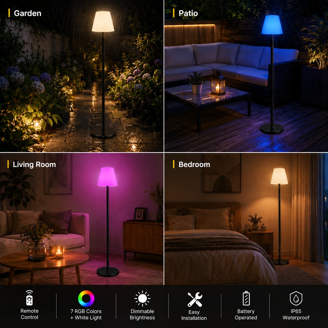 MR.GO Outdoor LED Solar Floor Lamp Light