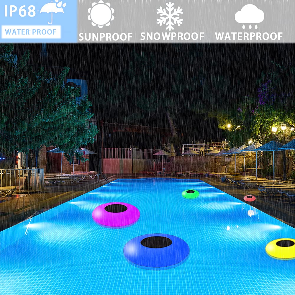 MR.GO Colorful Solar Floating Pool Light, 16 RGB Fantasy Colors Glow LED Solar Globe Lamp, IP68 Waterproof, with Remote Control Floating Pool Light - for Home Pool/Beach Yard Garden Patio Party