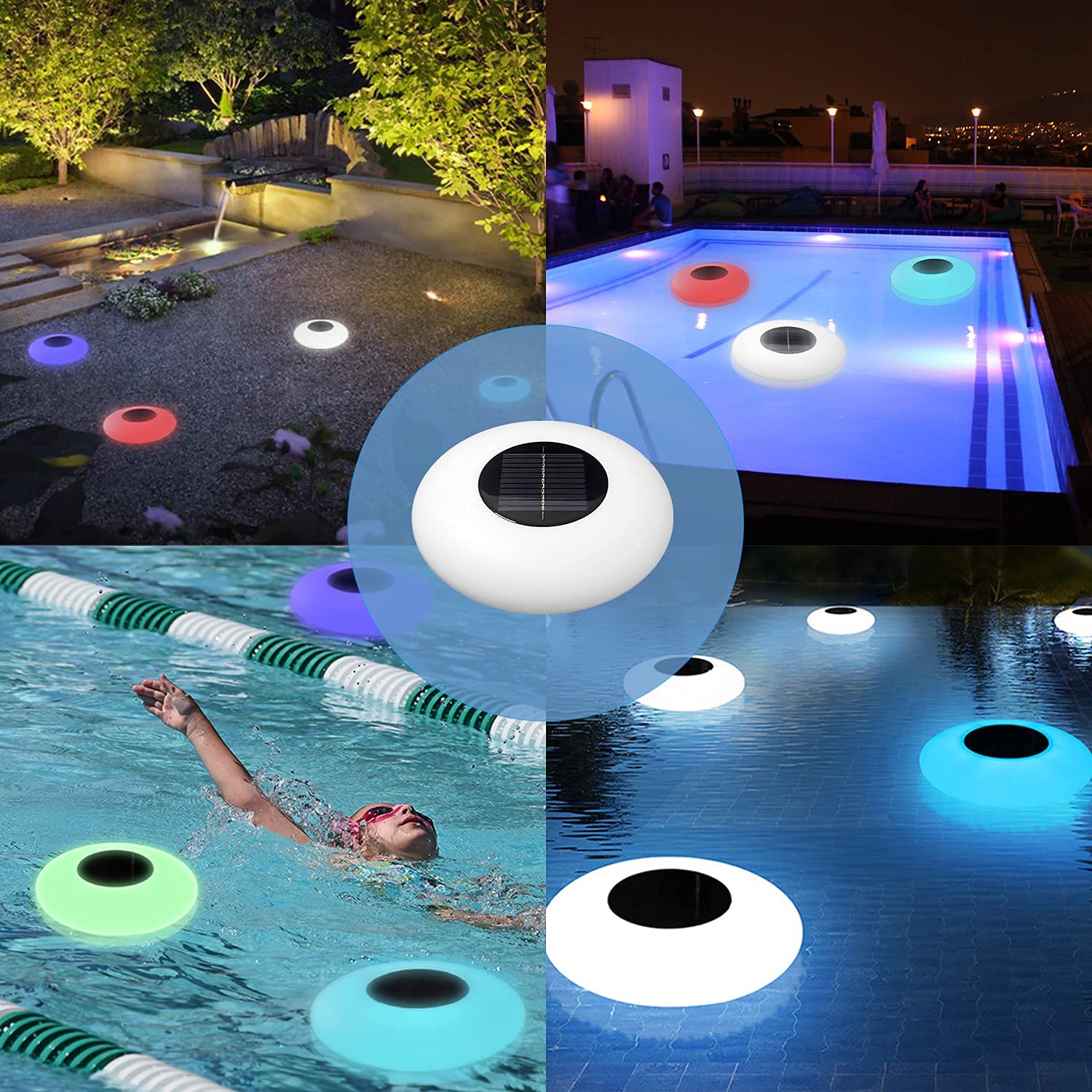 MR.GO Colorful Solar Floating Pool Light, 16 RGB Fantasy Colors Glow LED Solar Globe Lamp, IP68 Waterproof, with Remote Control Floating Pool Light - for Home Pool/Beach Yard Garden Patio Party