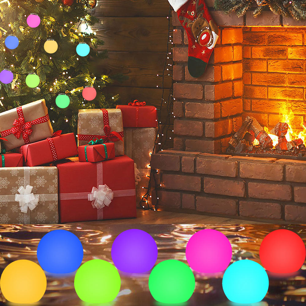 4 PCS Floating Pool Lights, RGB Color Changing Waterproof Hot Tub Lights, 3-In LED Glowing Ball Light w/Remote, Hanging Light up Ball Night Light w/ 4 PCS Extra Batteries for Bath Pond Christmas Party