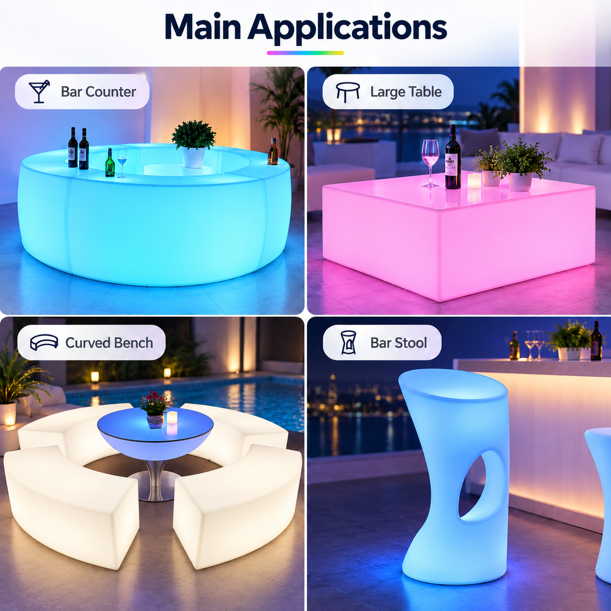 117mm Dual LED Replacement Light Module – Rechargeable RGB Light for LED Furniture