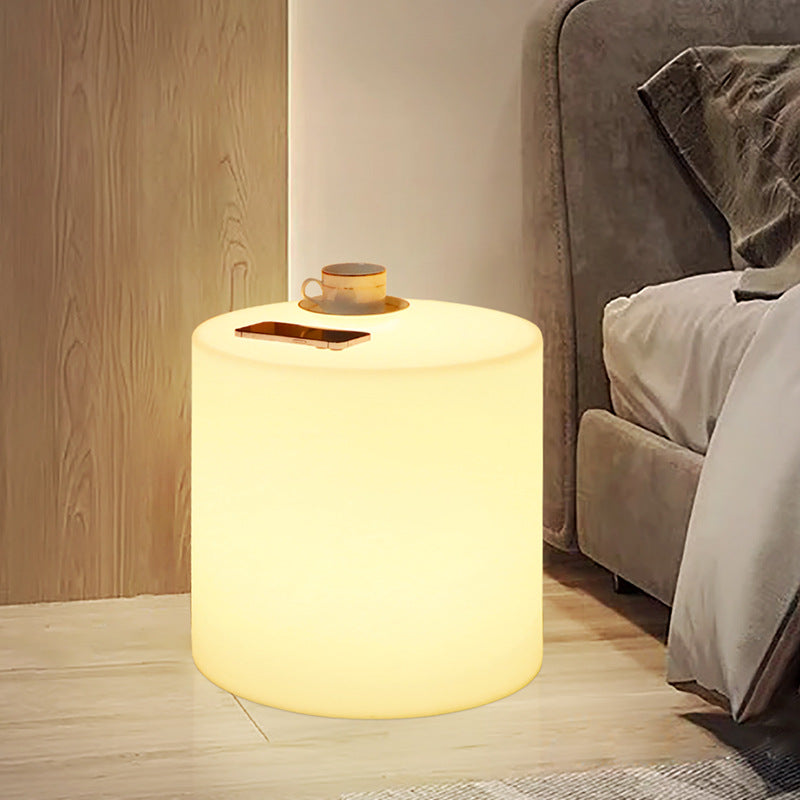 MR.GO 16 inch LED Cylinder Stool, 16 Colors Changing LED Glow Chair, Rechargeable Round Side Table, Glow Low Stools w/Remote, Waterproof Glowing Mood Chair Lamp for Home Garden Patio Party