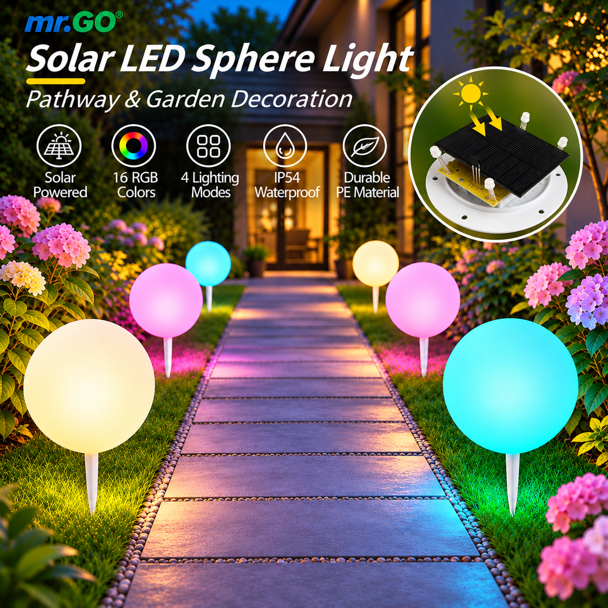 MR.GO 8-Inch Solar Powered Globe Light