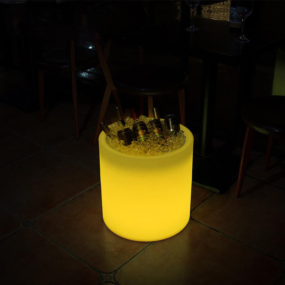 16-in Cylinder LED Planter Pot Light Outdoor, Large Rechargeable LED Flower Pot w/Remote, RGB Color Changing Light Up Planters Versatile Ice Bucket, Waterproof Illuminated Planter for Home Garden Yard