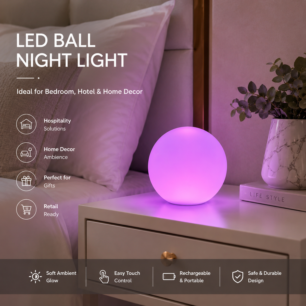 MR.GO RGB LED Ball Light – 16 Colors, Remote Control, Indoor & Outdoor