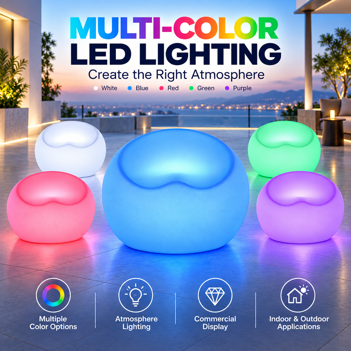 MR.GO 22-Inch LED Glowing Chair, Apple-shaped