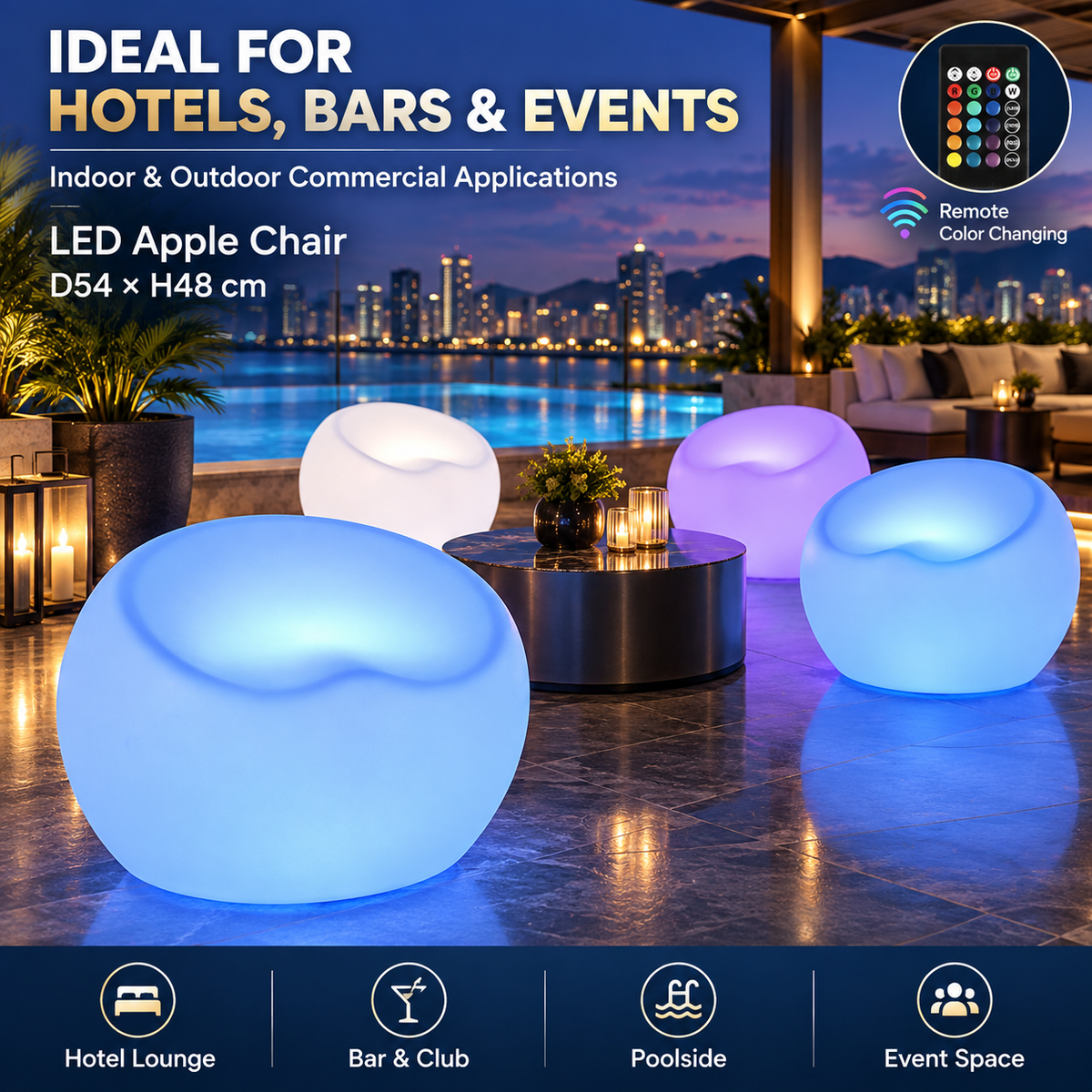 MR.GO 22-Inch LED Glowing Chair, Apple-shaped