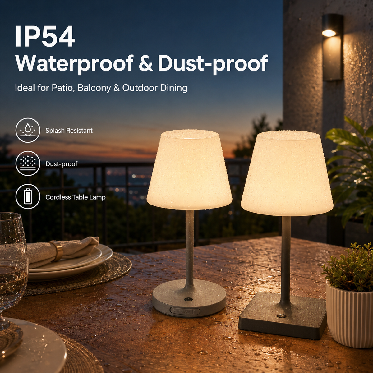 Touch Control Cordless Table Lamp – Rechargeable Dimmable LED Lamp with USB Charging Port